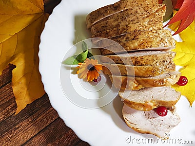 Turkey still life autumn of Thanksgiving Day grilled flower appetizer Stock Photo