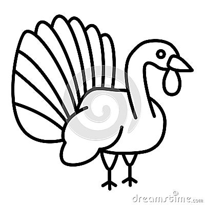 Turkey thin line icon. Bird vector illustration isolated on white. Gobbler outline style design, designed for web and Vector Illustration