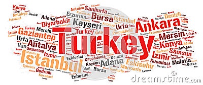 Turkey top travel destinations word cloud Stock Photo