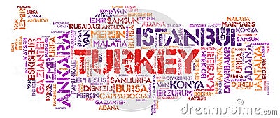 Turkey top travel destinations word cloud Stock Photo