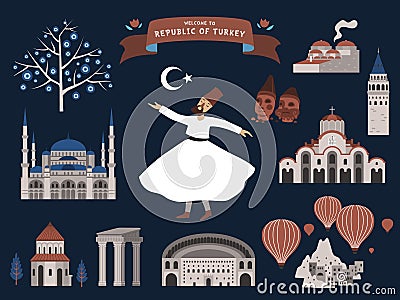 Turkey travel collections Cartoon Illustration