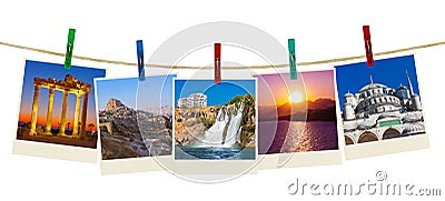 Turkey travel photography on clothespins Stock Photo