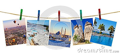 Turkey travel photography on clothespins Stock Photo