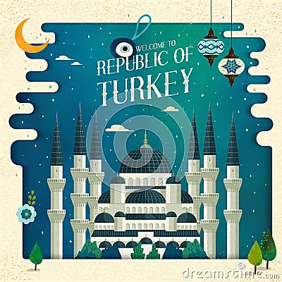 Turkey travel poster Vector Illustration