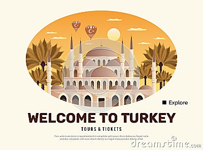 Turkey Travel Poster Vector Illustration