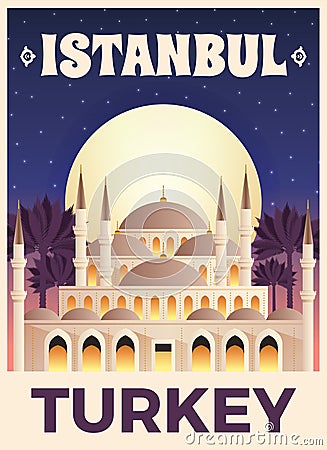 Turkey Travel Poster Vector Illustration