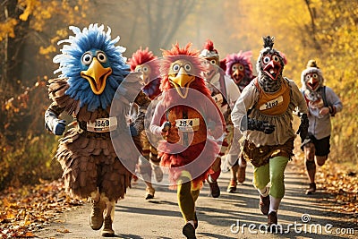 Turkey trot marathon event with participants Stock Photo