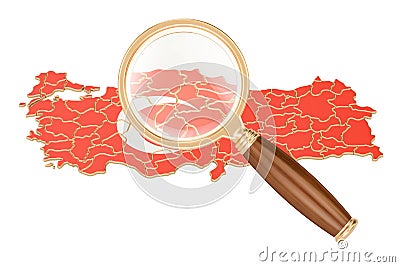 Turkey under magnifying glass, analysis concept, 3D rendering Stock Photo