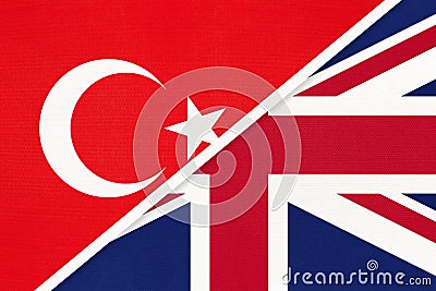 Turkey and United Kingdom of Great Britain or UK, symbol of country. Turkish vs British national flag Stock Photo