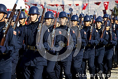 Turkish Air force soldiers military walking Editorial Stock Photo