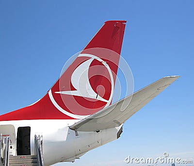 Turkish Airlines Tail and logo Editorial Stock Photo