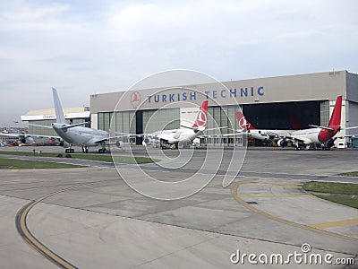 Turkish Airlines Technic hangar Editorial Stock Photo