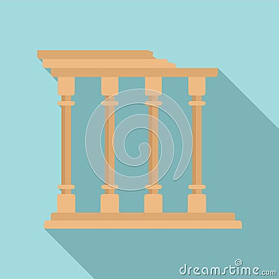 Turkish ancient columns icon, flat style Vector Illustration