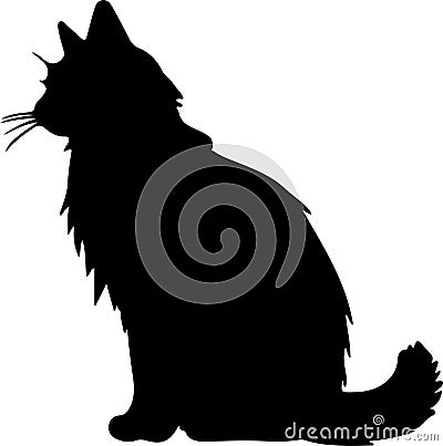 Turkish Angora Cat Black Silhouette Generative Ai Vector Illustration