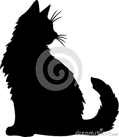 Turkish Angora Cat Black Silhouette Generative Ai Vector Illustration