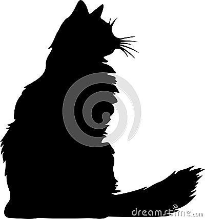 Turkish Angora Cat Black Silhouette Generative Ai Vector Illustration