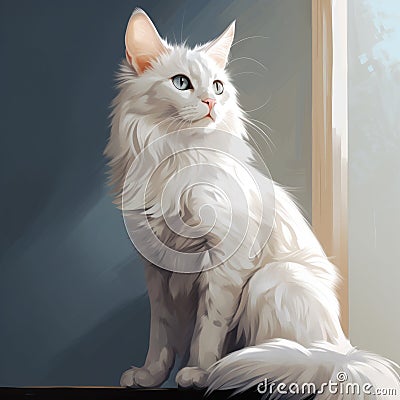 Turkish Angora Cat Illustration Stock Photo