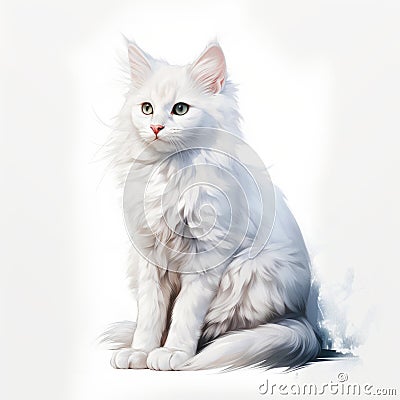 Turkish Angora Cat Illustration Stock Photo