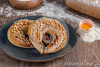 Turkish Ay coregi / Croissant with chocolate cocoa and raisin Stock Photo