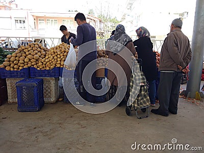 Turkish bazaar fruit and vegetable stall Editorial Stock Photo