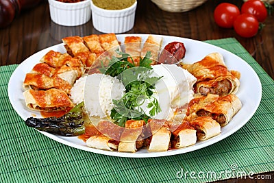 Turkish Beyti Kebap Stock Photo