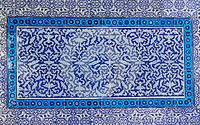 Turkish Blue Tile Wall Stock Photo