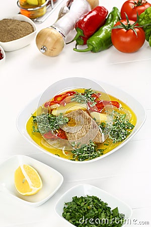 Turkish bony lamb soup with carrot Stock Photo