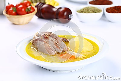 Turkish bony lamb soup with carrot Stock Photo