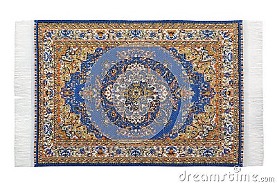Turkish carpet horizontally lies on white Stock Photo