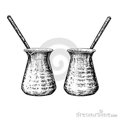 Turkish coffee pot Vector Illustration