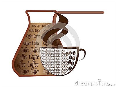 Turkish, Coffee & Pot Vector Illustration