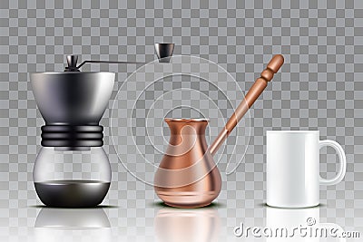 Turkish coffee set, vector realistic illustration Vector Illustration