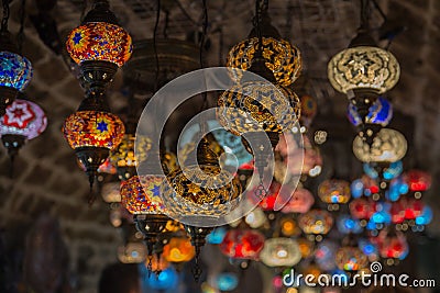 Turkish mosaic lamp oriental traditional light Stock Photo