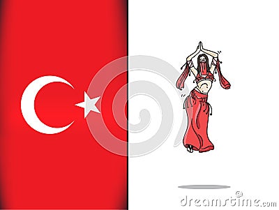 Turkish culture for Belly dancer icon Cartoon Illustration