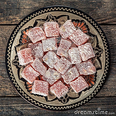 Turkish Delight, eastern delicacy with hazelnuts Stock Photo