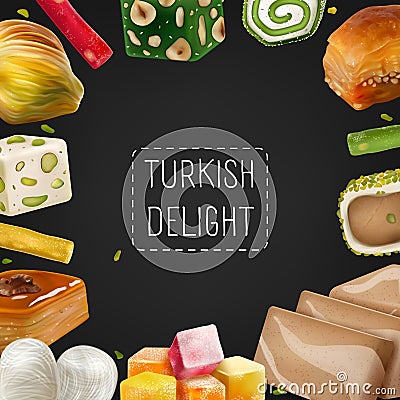 Turkish Delight Realistic Background Vector Illustration