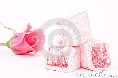 Turkish delight with rose flavour Stock Photo