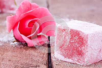 Turkish delight with rose flavour Stock Photo