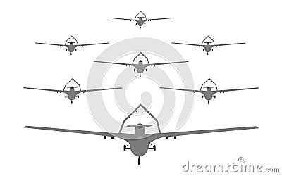 Turkish drone illustration.Turkish strike operational tactical medium-altitude UAV with an internal combustion engine and a pusher Vector Illustration