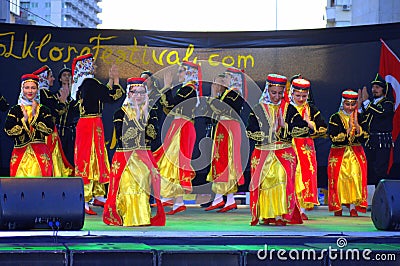 Turkish female dancers bright costumes Editorial Stock Photo