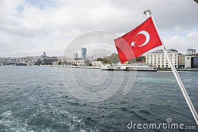 Turkish flag waving Stock Photo