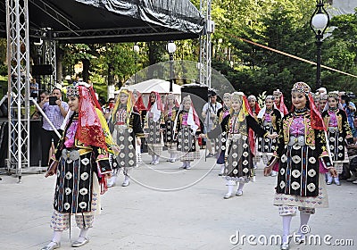 Baile Herculane 3rd July: Folk International Festival Hercules from Baile Herculane Balneo Resort in Romania Editorial Stock Photo