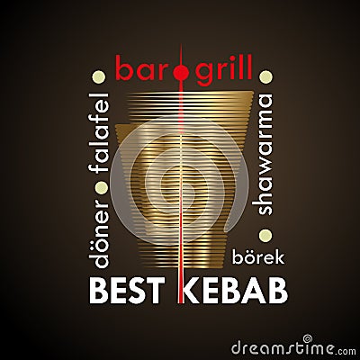 Turkish food. Best kebab. Business logo Vector Illustration