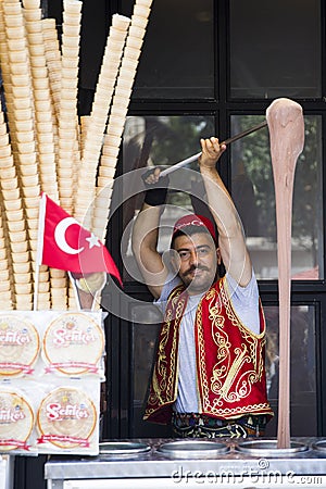 Turkish ice cream seller Editorial Stock Photo