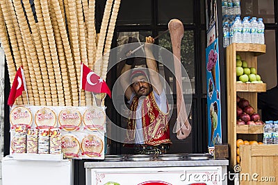 Turkish ice cream seller Editorial Stock Photo