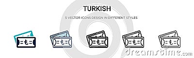 Turkish icon in filled, thin line, outline and stroke style. Vector illustration of two colored and black turkish vector icons Vector Illustration