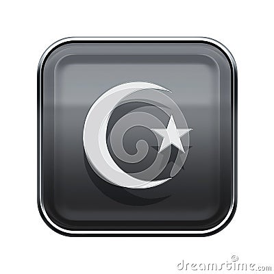 Turkish icon glossy grey. Stock Photo