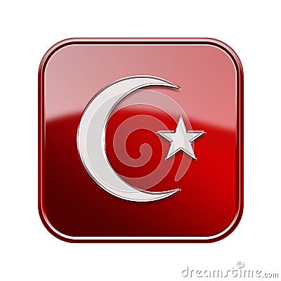 Turkish icon glossy red. Stock Photo