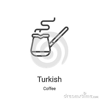 turkish icon vector from coffee collection. Thin line turkish outline icon vector illustration. Linear symbol for use on web and Vector Illustration