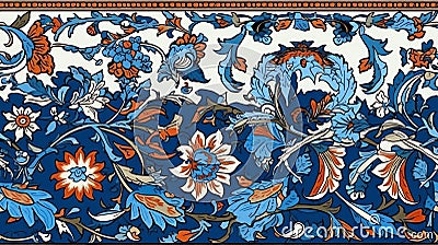 Turkish Iznik background texture traditional design, turkey, floral, pattern, seamless Generative AI Stock Photo